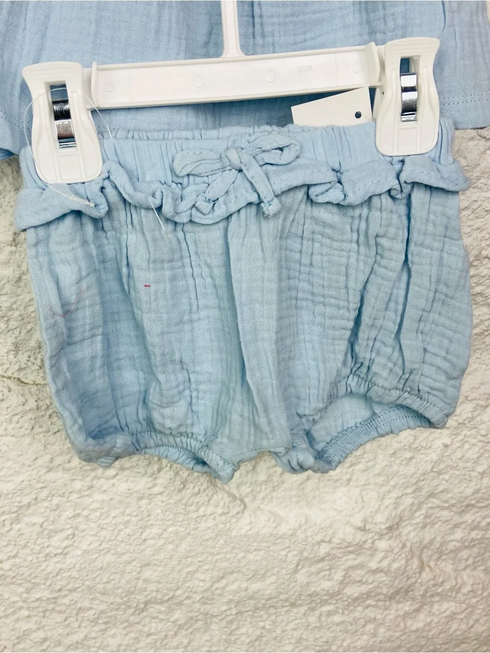 NWT Jessica Simpson Light Blue Cotton Gauze top & Bottoms Set with Matching Hat